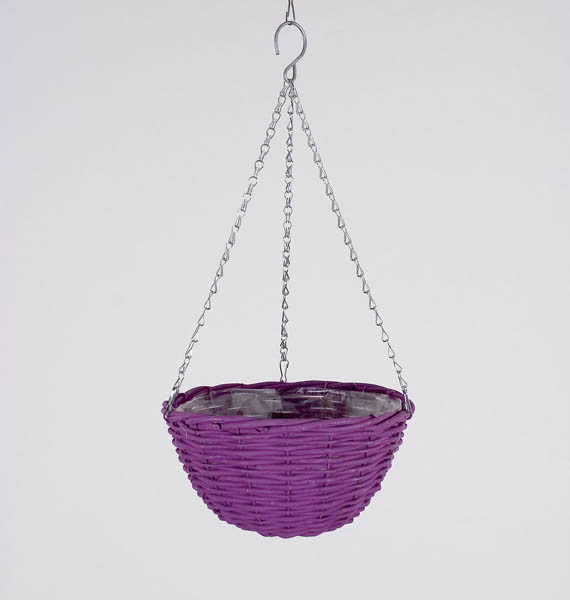 Purple  Wicker Hanging Basket
