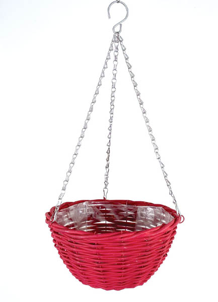 Red Wicker Hanging Basket