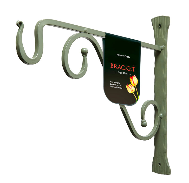 Green Metal Hanging Basket Wall Bracket - 35cm