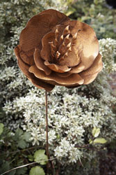 Rust Poppy Decorative Flower Stake