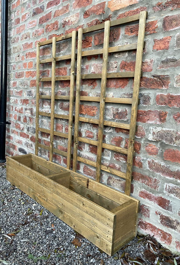 Wooden Raised Planter Container with Trellises Extra Large