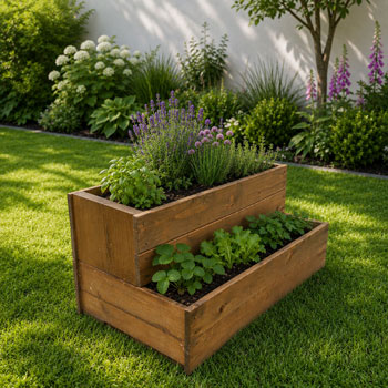Heavy Duty 2 Tier Wooden Garden Planter Raised Flower Herb Vegetable Planter