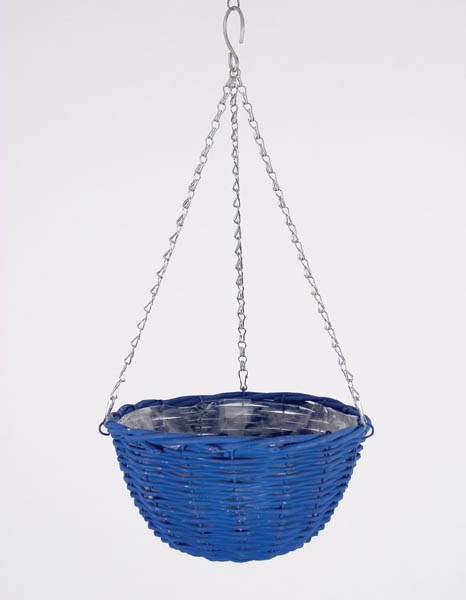 Blue Wicker Hanging Basket