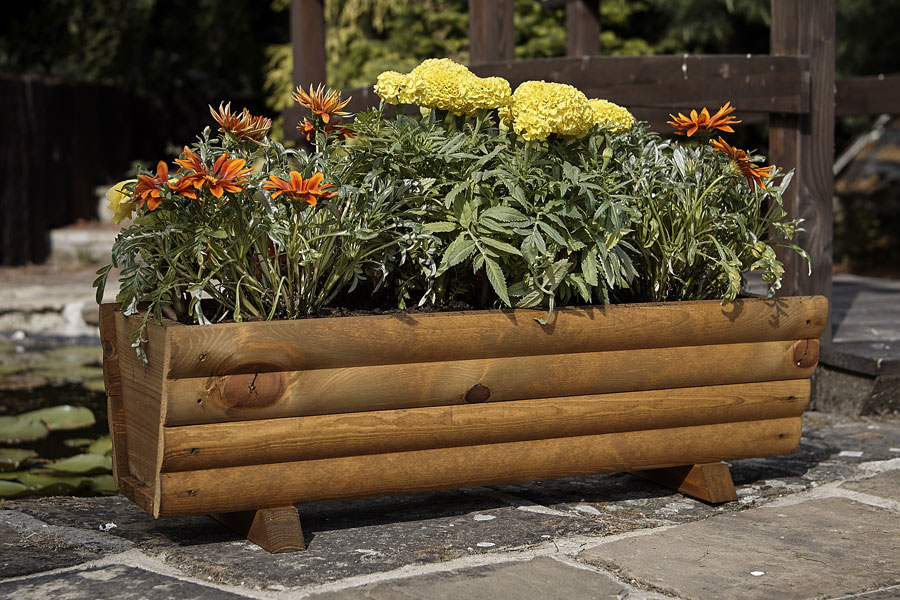 Wooden Garden Trough Planter Large