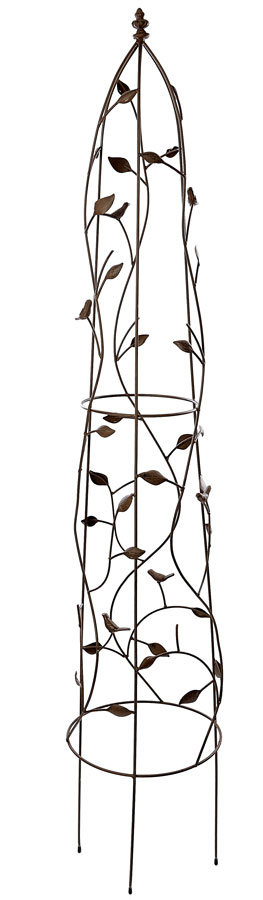 160cm Garden Obelisk - Bird and Leaf Design