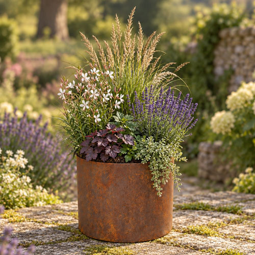 Rust Metal Circular Garden Planter Ring 40cm x 30cm
