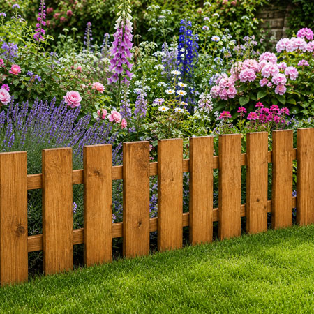 Wooden Garden Picket Fence 100cm x 39cm Decorative Lawn Edging Garden Border Fence
