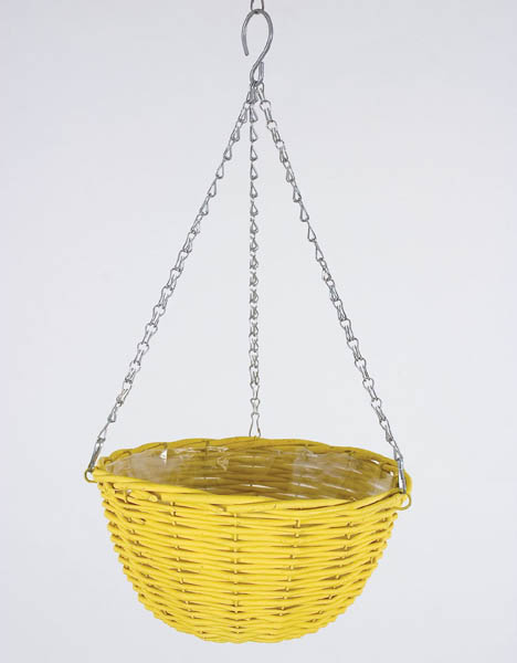 Yellow Wicker Hanging Basket