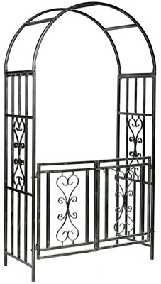 Verdigris Metal Garden Arch With Gates