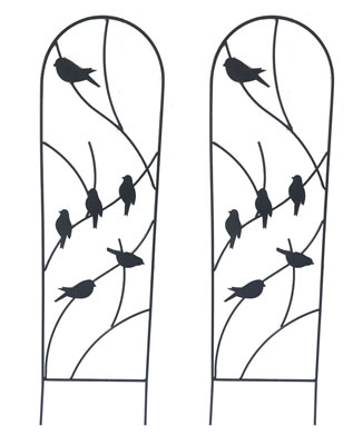 Pack of 2 x Bird Design Metal Trellises