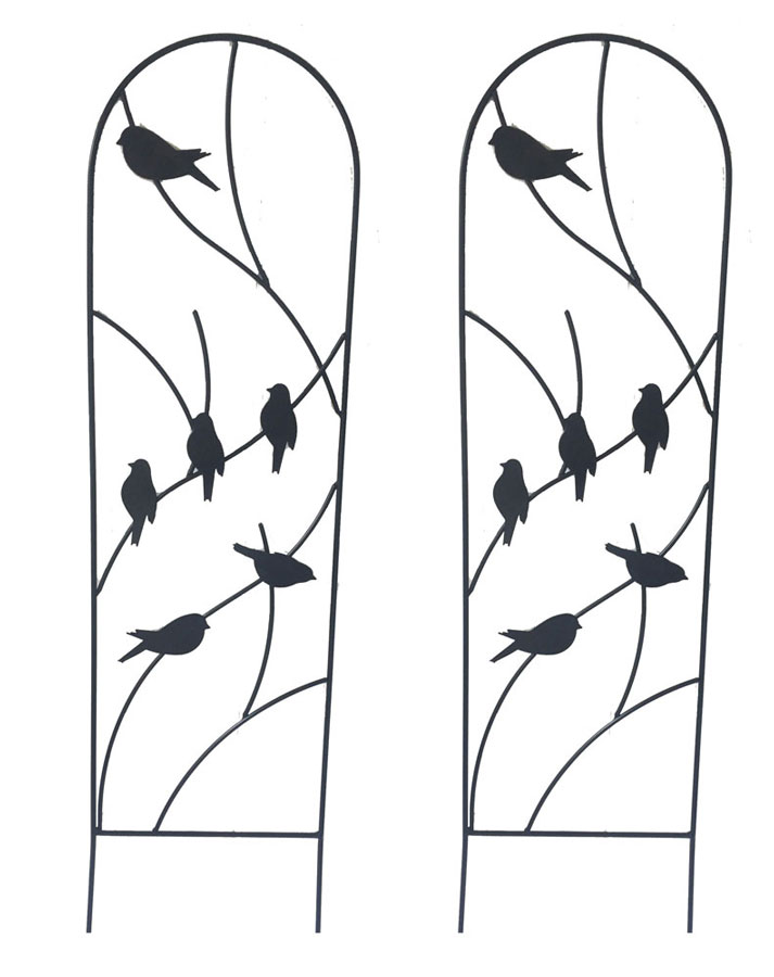 Pack of 2 x Bird Design Metal Trellises