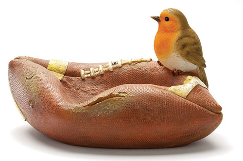 Robin On Rugby Ball - Bird Ornament