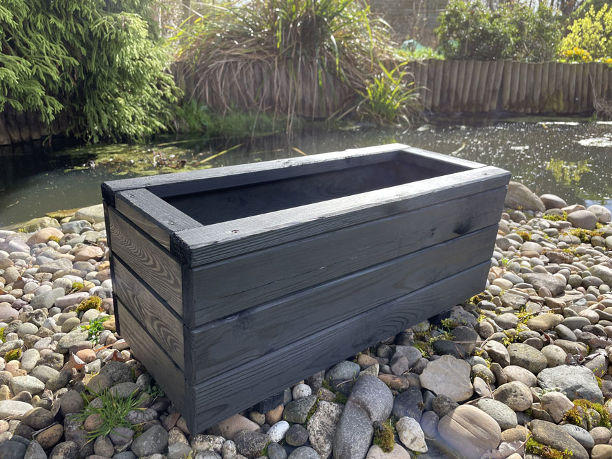 Heavy Duty Wooden Patio Planter 60cm Black Ash