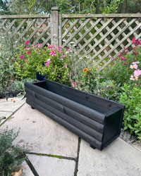 Lodge Wooden Outdoor Planter Black 90cm