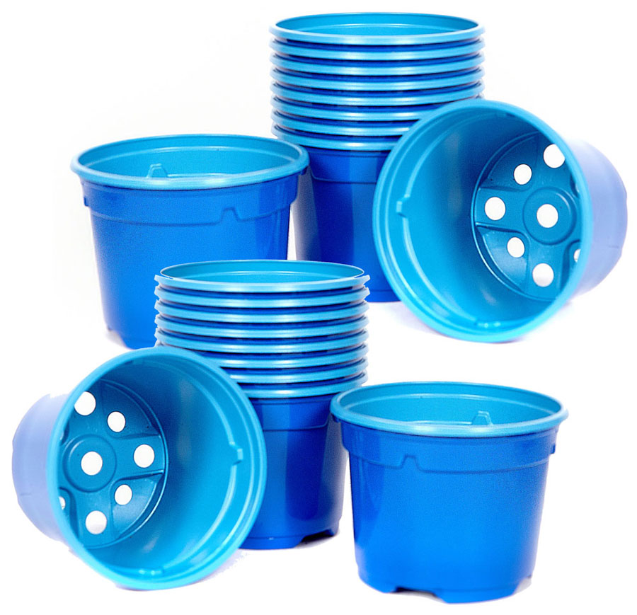 Pack of 20 x Plastic Lightweight Blue Plant Pots