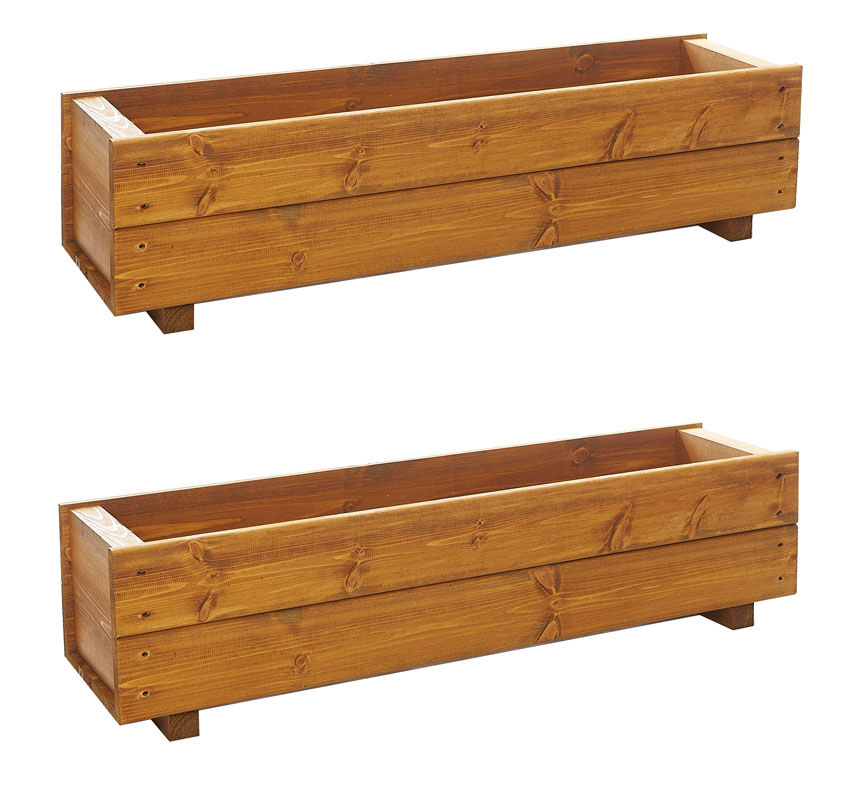 Wooden Trough Planters Medium Set of 2