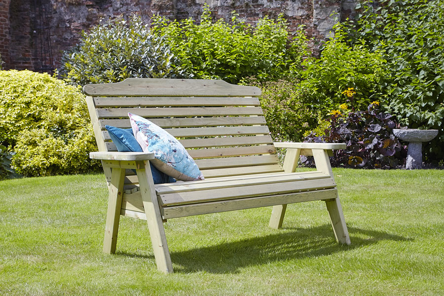 Three Seater Natural Curved Garden Bench