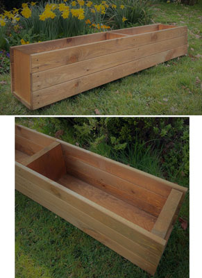 Extra Long Wooden Trough Garden Planter Brown