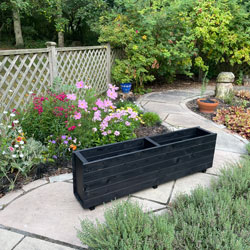 Wooden Garden Plant Container Flower Boxes Black 150cm