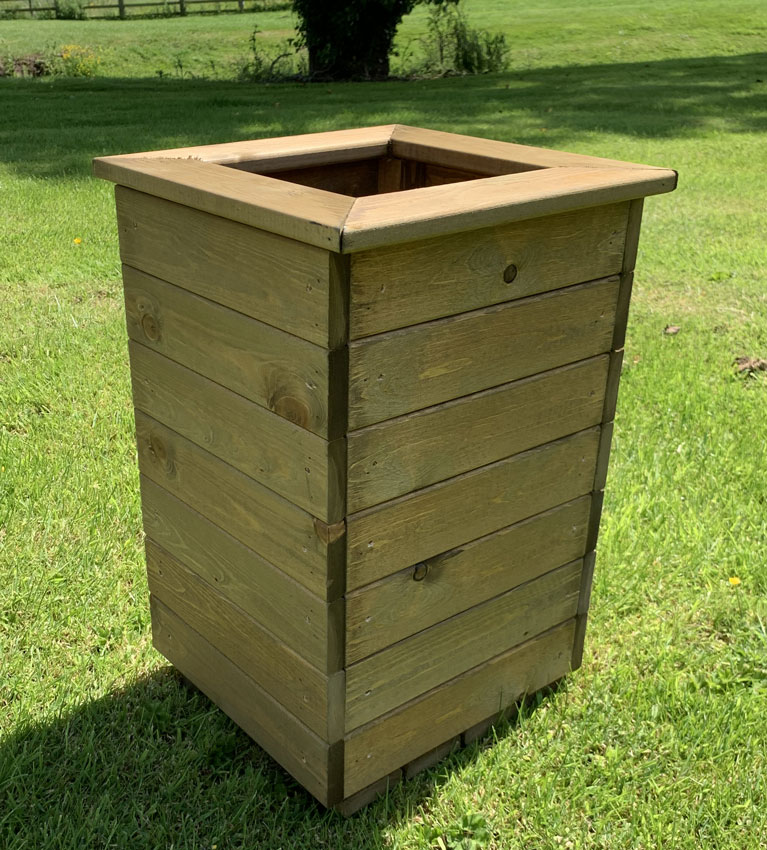 Square Wooden Garden Decking Planter Extra Tall