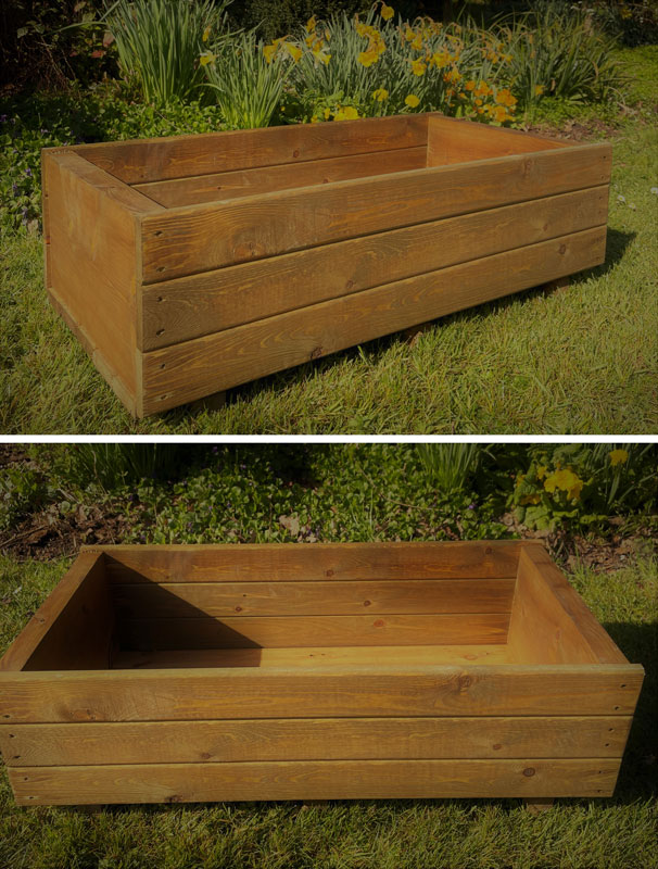 Extra Wide Wooden Garden Planter Brown