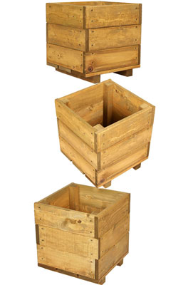 Square Wooden Garden Decking Planter Brown