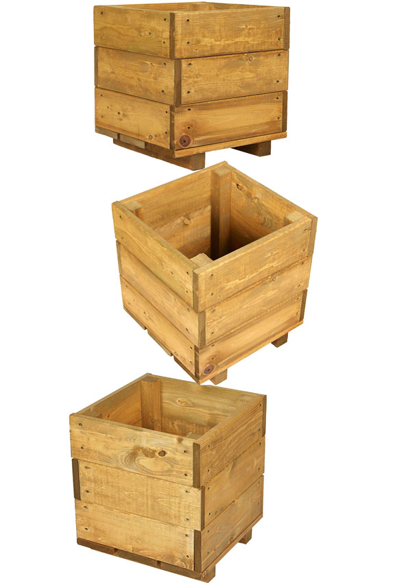 Square Wooden Garden Decking Planter Brown