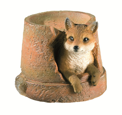 Fox in Pot Garden Ornament