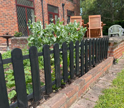 Black Wooden Picket Lawn Border Edging Set of 2