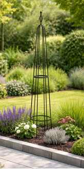 1.7m Black Metal Garden Priory Obelisk