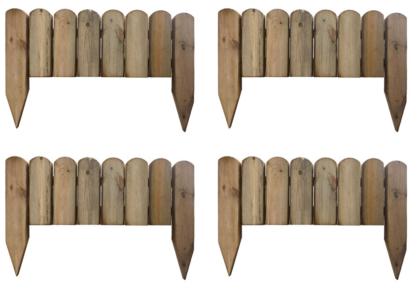 Wood lawn edging boards Picket 4 Pack