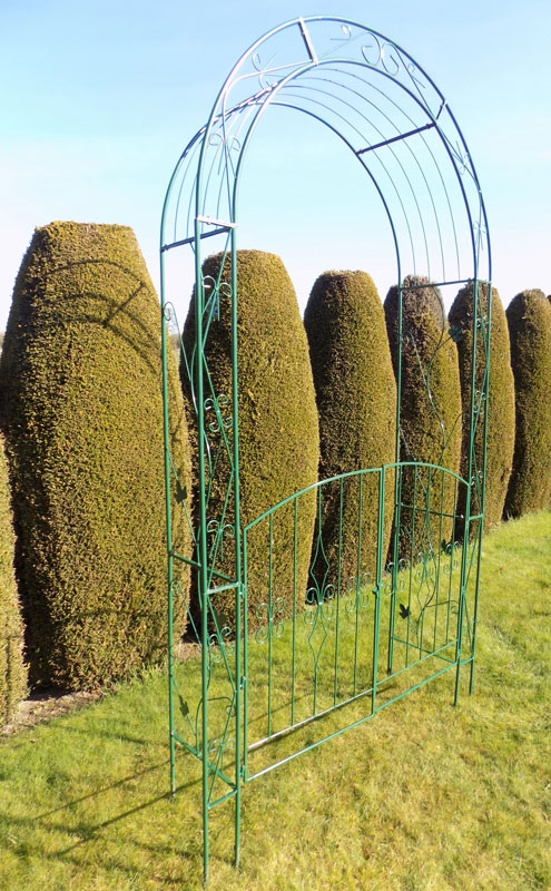 Ornate Green Garden arch with Gates.