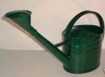 Green metal watering can