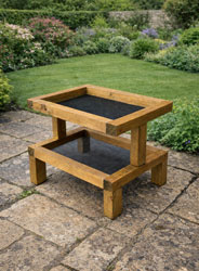 Two Tier Wooden Ground Bird Feeder