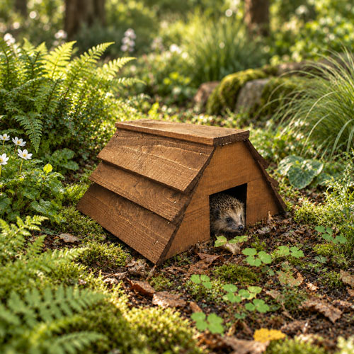 Garden Wooden Hedgehog House Hibernation Shelter Wildlife Habitat