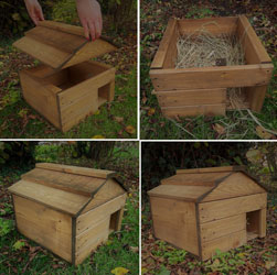 Hedgehog Box House Shelter with Hay Bedding