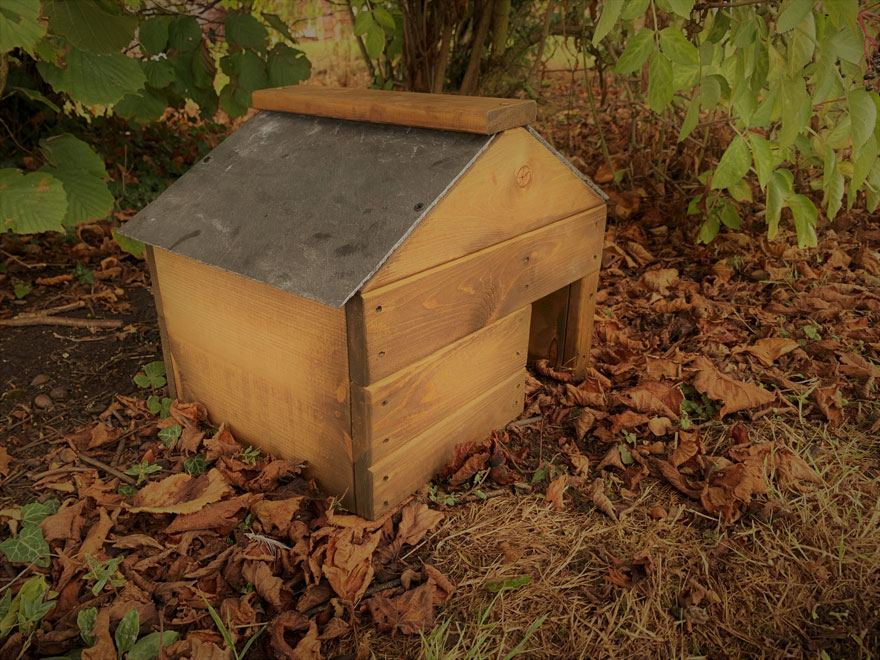 Wooden Hedgehog House Slate Roof