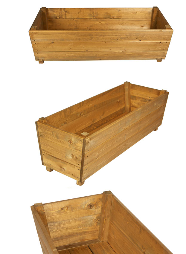 Wooden Garden Planter Box Large Brown Stain