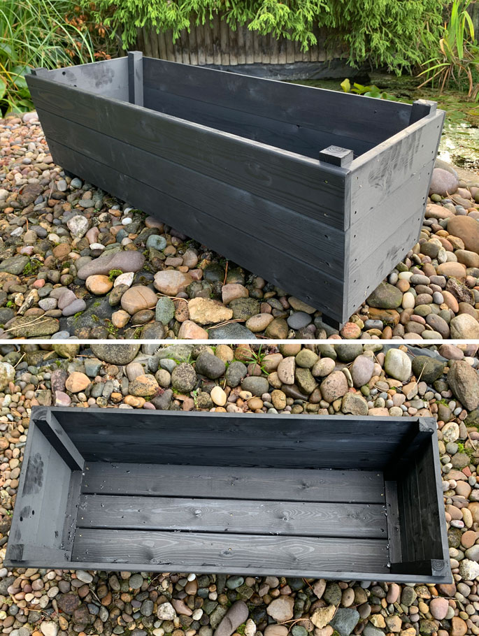 Large Wooden Planter Trough Vegetable Container Black Ash