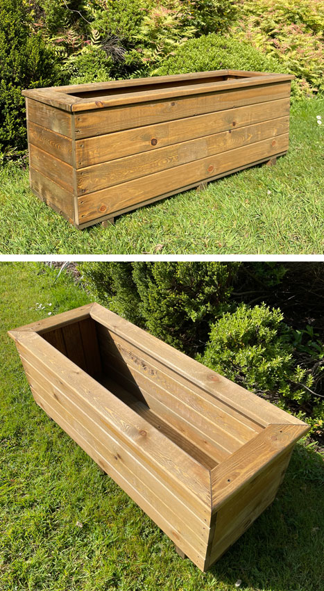 Extra Deep Long Rectangular Wooden Planter Heavy Duty