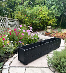 Wooden Plant Planters Flower Garden Trough Black 130cm