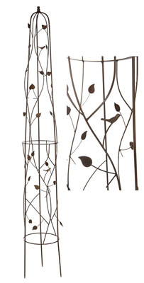 210cm Garden Obelisk Bird and Leaf Design