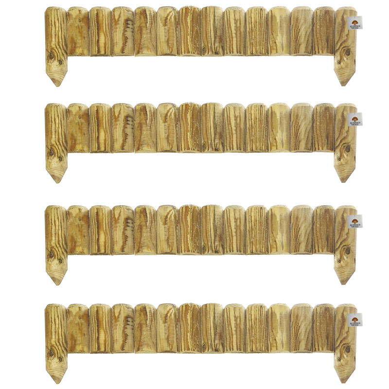Rustic Picket Fence Log Panel  Set of 4