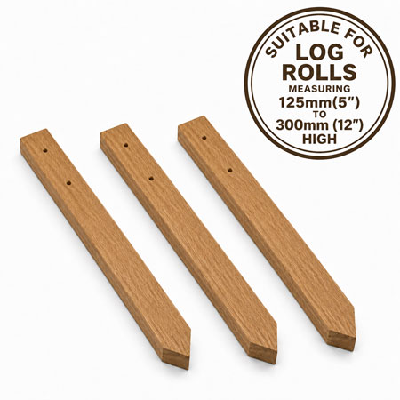 Wooden Log Roll Stakes 460mm Fits 125mm-300mm High Log Roll Pack of 3