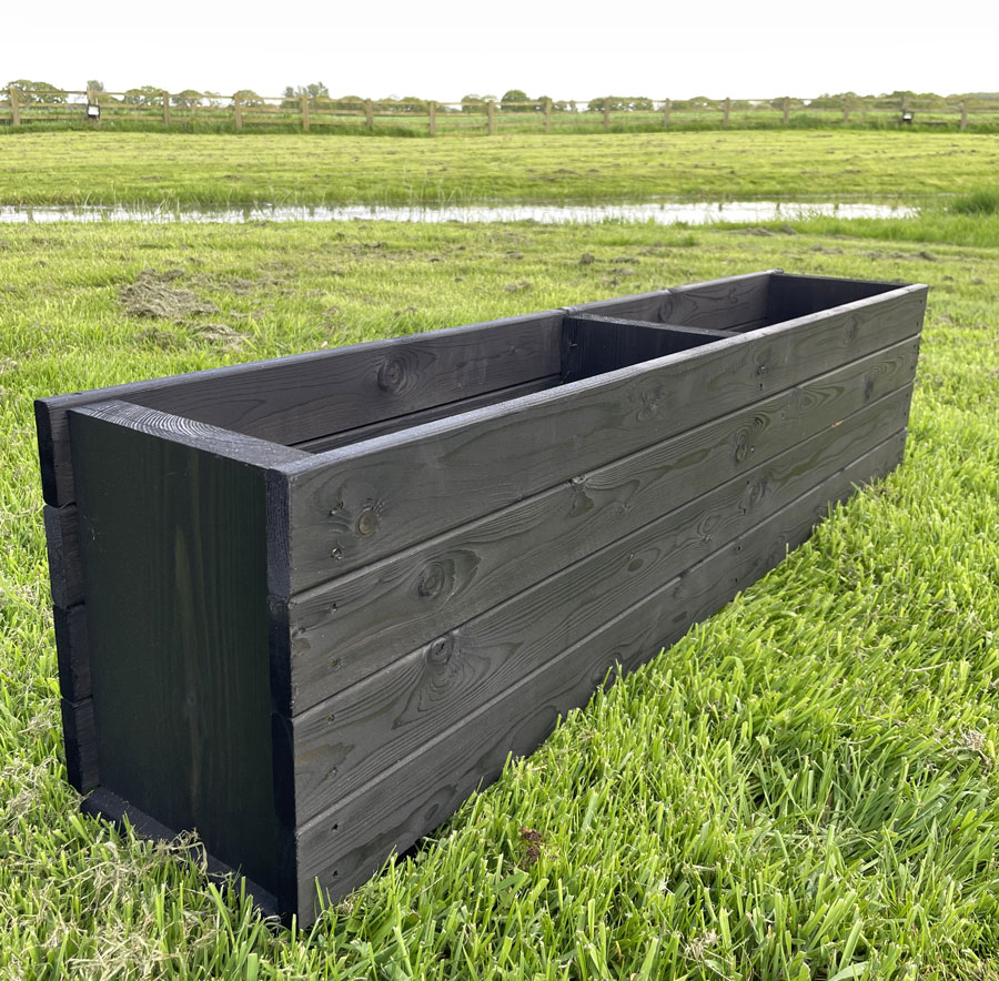 Long Stylish Trough Planter 120cm Black Ash