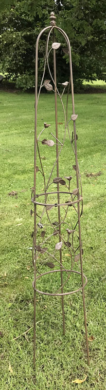 Garden Obelisk Large 2.1m Nature Bird and Leaf Rust Effect