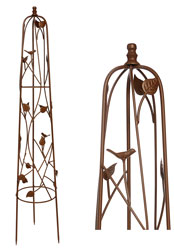 120cm Garden Obelisk - Bird and Leaf Design