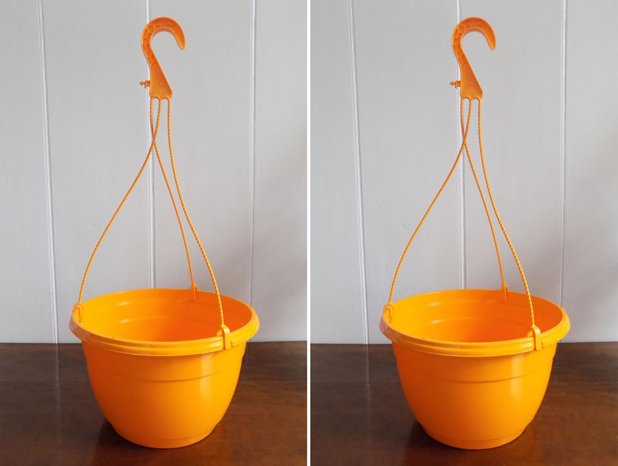 Set of 2 x Orange Plastic Hanging Baskets