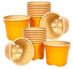Pack of 20 x Plastic Lightweight Orange Plant Pots