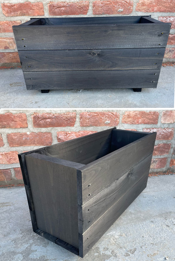 Wooden Outdoor Planter Deep 0.6m Black Ash